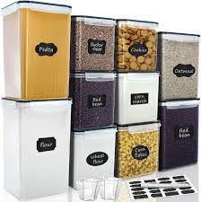 These bulk food storage containers are available in a variety of different capacities, which ensures you will be able to find the can perfect for your needs. Prep Savour Large Tall Airtight Food Storage Containers Verones 10 Pack Plastic Airtight Kitchen Pantry Organization Ideal For Flour Sugar Bpa Free Plastic Canisters With Labels Wayfair