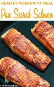 Pan Seared Salmon Easyrecipe Dinnerideas Healthy Recipes Castiron Salmon Lowcarb Salmon Recipes Pan Seared Pan Seared Salmon Seared Salmon Recipes
