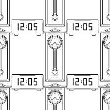Pendule A Coucou Et Horloge Grand Pere Objets Lineaires Plats Modele Sans Couture Noir Et Blanc Pour Cahier De Coloriage Page Clip Art Libres De Droits Vecteurs Et Illustration Image 74061171