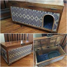 Cutest Way To Hide Cat Litter Box My Husband And I Made This Last Night And I Love It Cat Litter Box Dog House Diy Cat Box