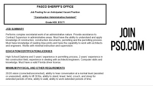 Free administrative assistant job description template. Pasco Sheriff S Office Construction Administrative Assistant Facebook