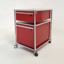 Red Storage Unit On Wheels Produced By Usm Haller 1980s