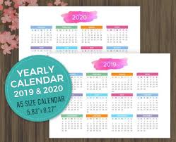 A5 Printable Calendar 2020 2021 Desktop Calendar Landscape Etsy Calendar Organization Printable Calendar Desktop Calendar