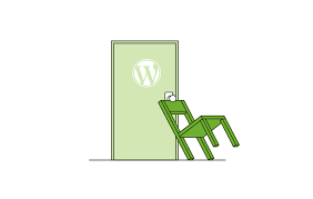 Ilustración de un candado digital roto sobre el logo de WordPress, representando una vulnerabilidad de seguridad.