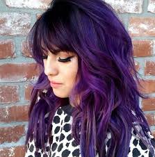 Layered Purple Hair With Shaggy Bangs With Images Short Purple Hair Long Purple Hair