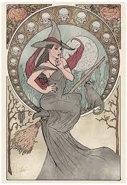 Witch Art Nouveau Classic Giclee Art Print 8 X 10 Witch With Mucha Art Art Witch Art