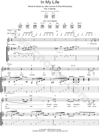 Learning how to play in time is the. The Beatles In My Life Guitar Tab In C Major Download Print Sku Mn0054003