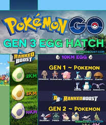 pokemon go generation 3 egg hatching chart complete list