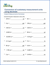 The worksheets below include basic conversions that will be helpful if a student is struggling with the. Grade 6 Measurement Worksheets Free Printable K5 Learning