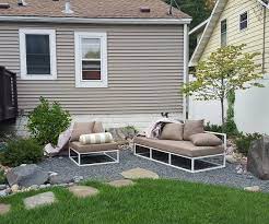 3 4 Trap Gravel Patio With Mixed Size Aggregate And Boulder Perimeter Gravel Patio Patio Outdoor Furniture Sets