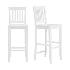 Stylewell Scottsbury White Wood Bar Stool With Slat Back Set Of 2 19 14 In W X 44 52 In H Dc 2004 Bar W The Home Depot In 2021 White Wood Bar Stools