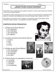Biografia De Simon Bolivar Para Niños Ejercicio Biografia Simon Bolivar Teaching Spanish Learning Spanish Spanish Lessons