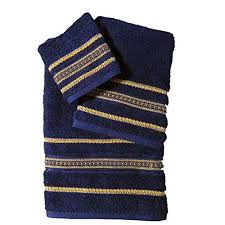 3 Piece Decorative Towel Set Navy Blue With Gold Trim Ca Https Www Amazon Com Dp B07mrj6zym Ref Cm Sw R Pi Dp X Decorative Towels Towel Set Custom Homes