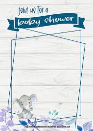 Greet guests with a beautiful balloon arch entrance of altering colors of pink and gray. 6 Free Blue Elephant Themed Birthday And Baby Shower Invitation Templates Download Hundreds Free Printable Birthday Invitation Templates