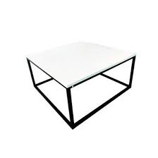 Square White Gloss Coffee Table With Black Metal Legs Rochelle Furniture123