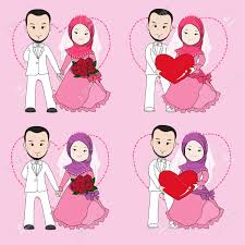 Muslimische Hochzeit Paar Braut Und Brautigam Die Sich An Der Hand Mit Glucklichen Gesicht Lizenzfrei Nutzbare Vektorgrafiken Clip Arts Illustrationen Image 51663185