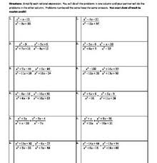 Partner Problems Multiplying And Dividing Rational Expressions Simplifying Rational Expressions Rational Expressions Expressions Activities