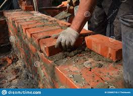 Masonry Construction. a Mason Person, a Bricklayer is Laying, Installing  Bricks, Using a Mortar and a Trowel, Building a Brick Stock Image - Image  of building, tool: 220682749
