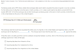 Solved Using Data From The Economists Big Mac Index For