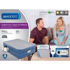 Aerobed Quilted Foam Topper Double High Full Air Mattress With Built In Pump Blue Aerobed Air Mattress Blue Pumps