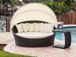 Kaimeng patio sectional round daybed rattan outdoor sofa retractable canopy, pe wicker bed furniture with cushion detachable for backyard garden porch (beige) 4.2 out of 5 stars. Mh2g Outdoor Furniture Tropea Outdoor Bed Lounger
