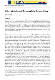 Pdf Citizen Satisfaction With Democracy In The European Union