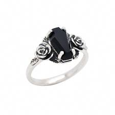 Designed Inhouse This 925 Sterling Silver Ring Features Beautifully Gothic Black Onyx Coffin Set Between Silver Earrings Outfit Silver Jewelry Gothic Jewelry