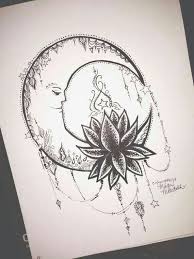 Moon And Lotus Flower Tattoo Design Tattoos Flower Tattoo Designs Cute Tattoos