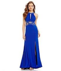 Morgan Co Bead Trimmed Cutout Waist Gown Formal Dresses Prom Formal Dresses Gowns