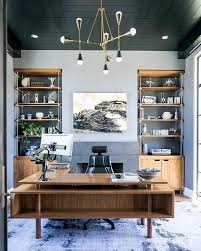No Case Of The Mondays Here Were Excited To Kick Off The Week Working From This Bold Home Office The Light Colored Wood Home Office Design Modern Home Office