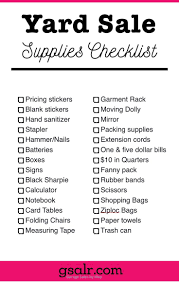 Printable Garage Sale Supplies Checklist Free Download Garage Sale Blog Yard Sale Organization Yard Sale Display Yard Sale Hacks