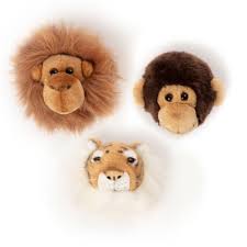 Cardboard safari bucky tête de cerf en carton, médium, trophée mural design en carton. Peluche Trophee Mini 3 Petites Tetes Collection Jungle Linnea Linge De Maison Et