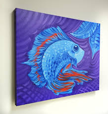 Blue Betta Fish Coastal Art For Sale By Miami Artist Laelanie Larach Latin American Art Abstract Art For Sale Modern Art Abstract