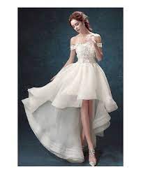 148 99 Off Shoulder High Low Wedding Dresses Tulle Ruffles Chic Style With Appliques Lace Tj016 149 Gemgrace Com Wedding Dresses High Low Short Wedding Dress Cocktail Dress Wedding