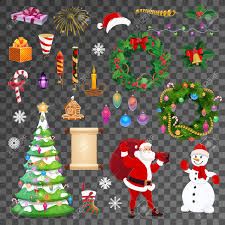 Christmas Isolated Objects Transparent Background Vector Santa Royalty Free Cliparts Vectors And Stock Illustration Image 128161778