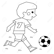 The surface of a classic soccer ball consists of 32 even polygons or rings. Coloring Page Outline Of A Cartoon Boy With A Soccer Ball Coloring Royalty Free Cliparts Vectors And Stock Illustration Image 153742761