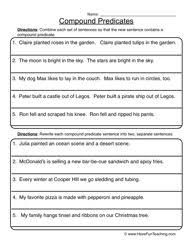Resources Worksheets Compound Predicates Compound Subjects And Predicates Subject And Predicate Worksheets