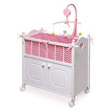 Badger Basket Cabinet Doll Crib With Chevron Bedding And Free Personalization Kit Walmart Com