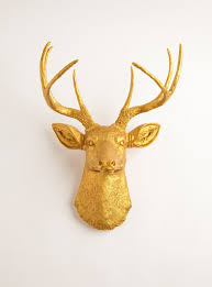 Gold Faux Deer Mount Hmmmm Tempting I Wonder How Much A Case Of Metallic Rattle Cans Cost White Faux Taxidermy Deer Head Wall Decor Animal Head Wall Hanging