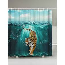 Tiger Under Water Print Waterproof Shower Curtain Colormix W71inch L79inch Shower Curtain Cheap Bathroom Accessories Printed Shower Curtain
