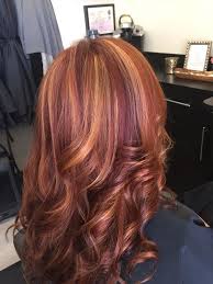 Nothing works better with darker and deeper brunette hair than lighter, blonder highlights. 61 Dark Auburn Hair Color Hairstyles Koees Blog Red Hair With Blonde Highlights Hair Color Auburn Red Blonde Hair
