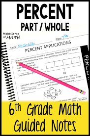 Percent Part Whole Guided Notes Middle School Math Math Games Middle School Maths Activities Middle School