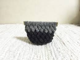 ぱくぱくさん 毛糸のバネポーチ ライトグレー ダークグレー バネポーチ 可愛い ポーチ 毛糸