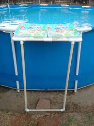 Build A Great Shelf For Your Above Ground Pool Porcal Togethertechco Com Pool Storage Pvc Pool Pool Decor