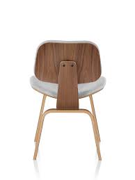 1954 herman miller eames dcm dining chair metal leg in walnut set of four. Eames Molded Plywood Dining Chair With Wood Base Upholstered Herman Miller