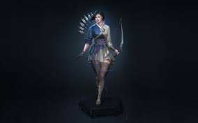 Shoulder length hair should be tagged with medium_hair. Wallpaper Fantasy Asian Girl Short Hair Bow Archer 2880x1800 Hd Picture Image