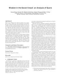 Pdf Wisdom In The Social Crowd An Analysis Of Quora