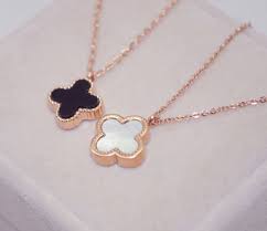 Korean Four Leaf Clover Necklace Women Female Double Side Clover Dita August 18k Rose Gold Tita Four Leaf Clover Necklace Rose Gold Titanium Womens Necklaces