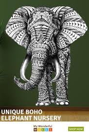 Elephant Wall Sticker Decal Ornate Jungle Animal Art By Bioworkz Jungle Animal Art Animal Mural Mural Wall Art