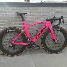 Crazy Hot Pink Trek Madone With Sram Etap On Lightweight Wheels Tag A Friend That Would Appreciate This Bike Photo C Trek Madone Pink Bike Trek Road Bikes